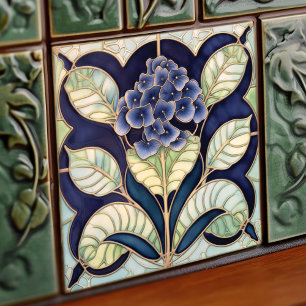 Azulejo Hydrangea Art Deco Decoración de pared floral Art