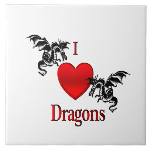 Azulejo I Heart Dragons
