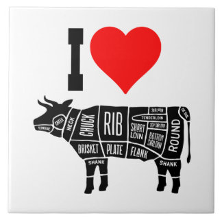 Azulejo I Heart Love Beef Carnicero Cocinero