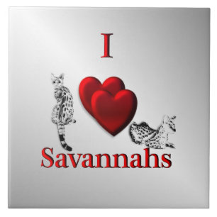 Azulejo I Heart Savannah Cat Silver