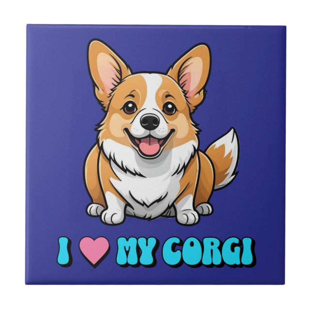 Azulejo I Love My Corgi (Frente)