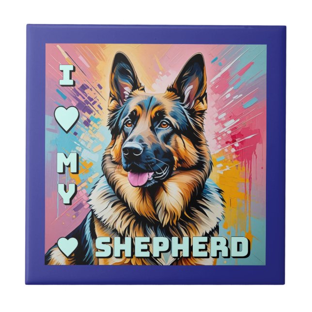 Azulejo I love my German Shepherd (Frente)