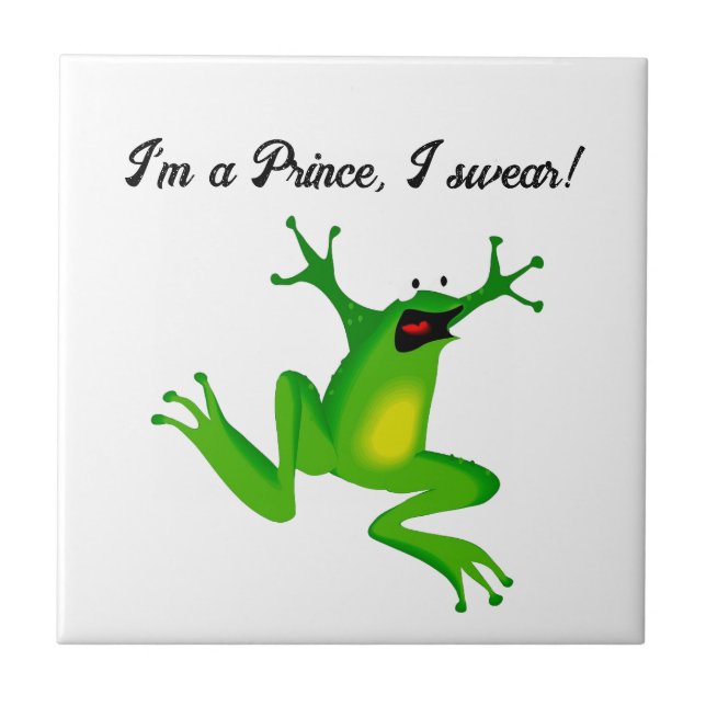 Azulejo I’m a Fairy Tale Prince Funny Green Frog Cartoon (Frente)