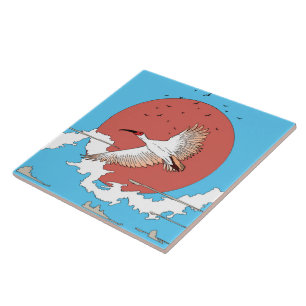 Azulejo Ibis crestado en vuelo