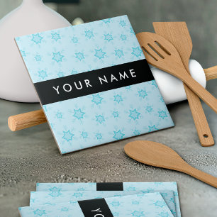 Azulejo Ice Blue Snowflakes, su nombre, Personalice