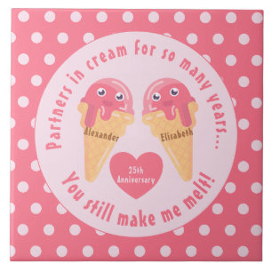 Azulejo Ice Cream Scoops Cute Romántico El día de San Vale