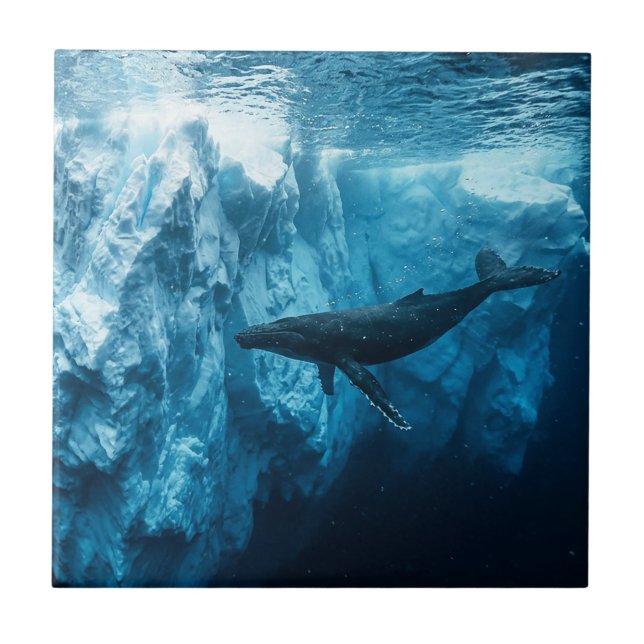 Azulejo Iceberg submarino y una ballena jorobada (Frente)