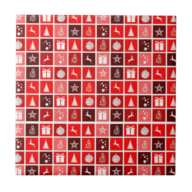 Azulejo Icono de navidad Plaza roja arte de vacaciones clá (Frente)