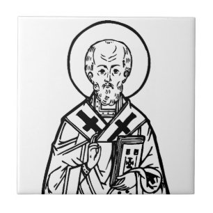 Azulejo Icono ortodoxo bizantino de San Nicolás de Mira