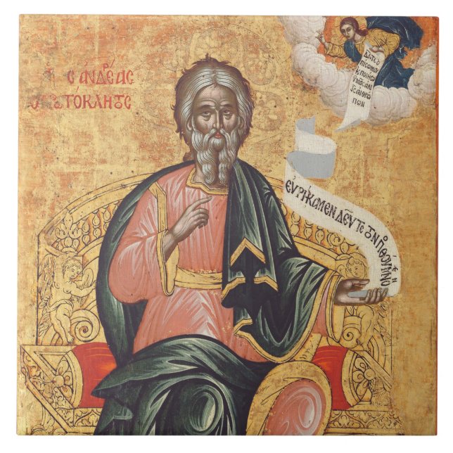 Azulejo Icono ortodoxo de San Andrés el Apóstol (Frente)