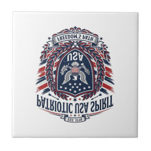 Azulejo Iconos y Símbolos de Escudo de Libertad Patriótica