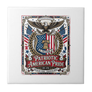 Azulejo Iconos y Símbolos de Escudo de Libertad Patriótica