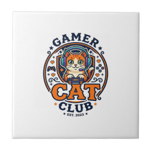 Azulejo Idea de regalo para mamá gata jugadora - Gamer Cat