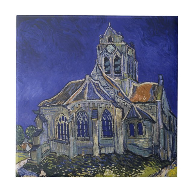 Azulejo Iglesia de Auvers por Vincent van Gogh (Frente)