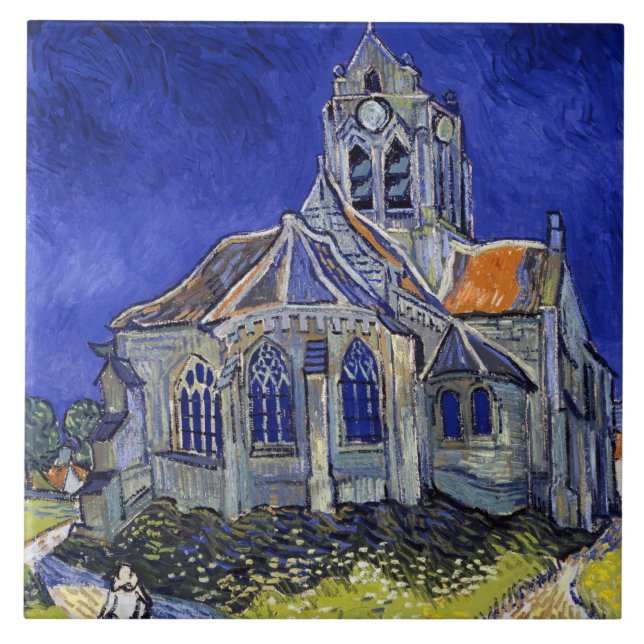 Azulejo Iglesia de Auvers, Van Gogh (Frente)