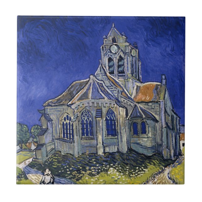 Azulejo Iglesia en Auvers por Van Gogh Painting Art (Frente)