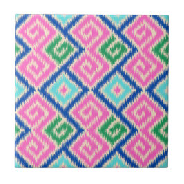 Azulejo Iikat mexicano de colores decorativos, azul rosado