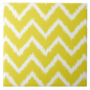 Azulejo Ikat Chevrons - amarillo y blanco mostaza