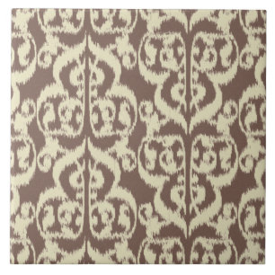 Azulejo Ikat Damask Morisco - beige y taupe