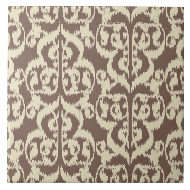 Azulejo Ikat Moorish Damask - beige y taupe (Frente)