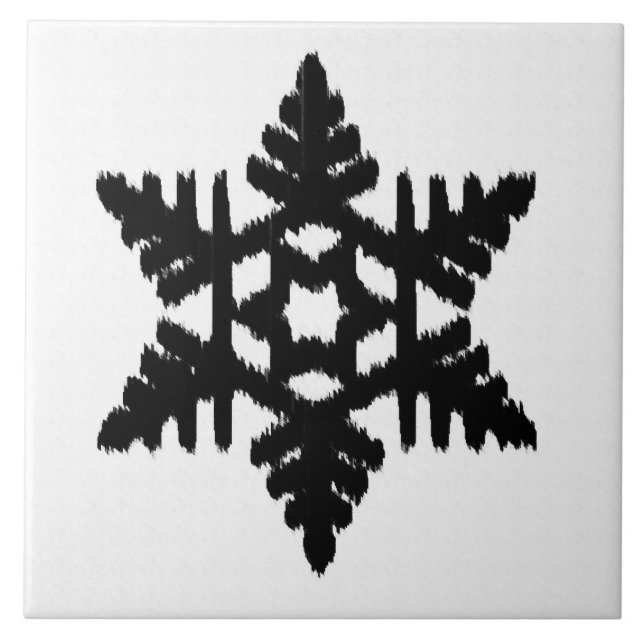 Azulejo Ikat Snowflake - Blanco y negro (Frente)