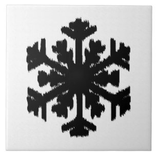 Azulejo Ikat Snowflake - Blanco y negro