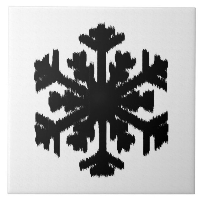 Azulejo Ikat Snowflake - Blanco y negro (Frente)