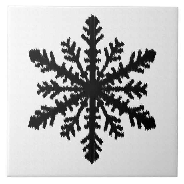 Azulejo Ikat Snowflake - Blanco y negro (Frente)