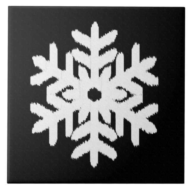 Azulejo Ikat Snowflake - Blanco y negro (Frente)
