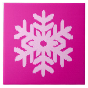 Azulejo Ikat Snowflake - Fuchsia y el hielo rosado