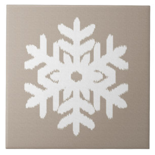 Azulejo Ikat Snowflake - Taupe tan y blanco