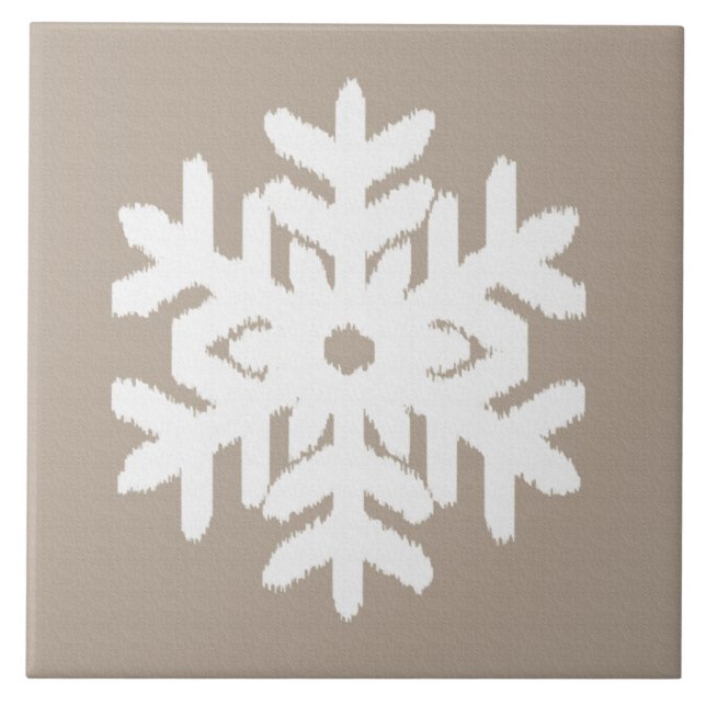 Azulejo Ikat Snowflake - Taupe tan y blanco (Frente)