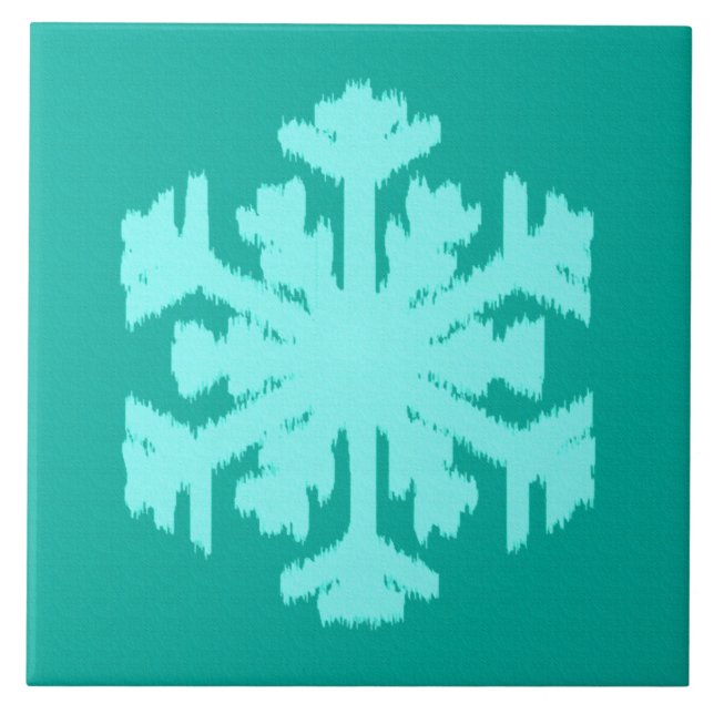 Azulejo Ikat Snowflake - Turquesa y agua (Frente)