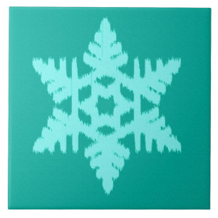 Azulejo Ikat Snowflake - Turquesa y agua