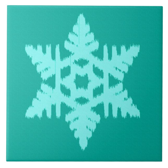 Azulejo Ikat Snowflake - Turquesa y agua (Frente)