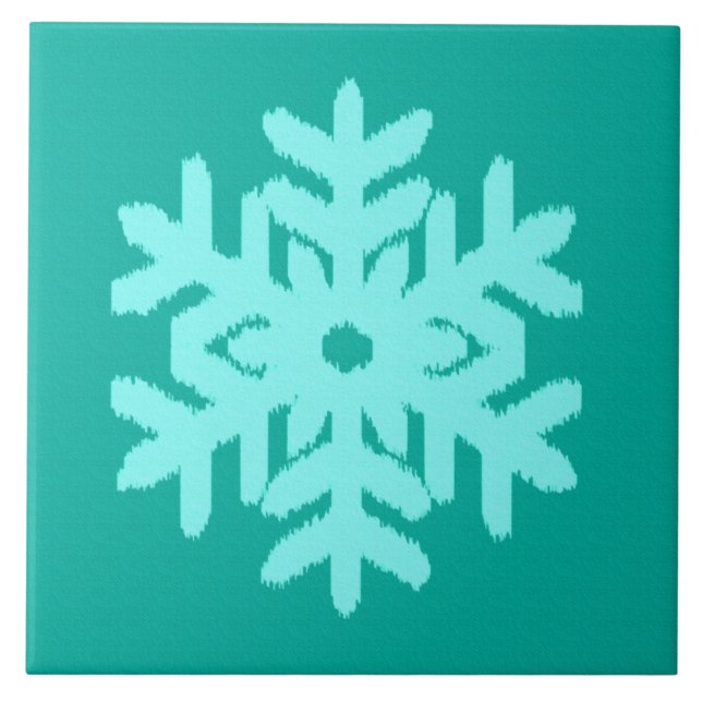 Azulejo Ikat Snowflake - Turquesa y agua (Frente)