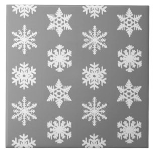Azulejo Ikat Snowflakes - Gris y blanco del carbón vegetal