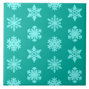 Azulejo Ikat Snowflakes - Turquesa y aqua
