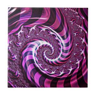 Azulejo Ilusión en espiral rosa y negra en mosaico cerámic