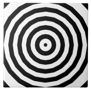 Azulejo Ilusión óptica de círculos concéntricos en blanco 
