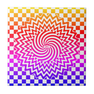 Azulejo Ilusión óptica psicodélica colorida