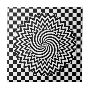 Azulejo Ilusión óptica psicodélica en blanco y negro