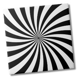 Azulejo Ilusión óptica Swirl blanco negro