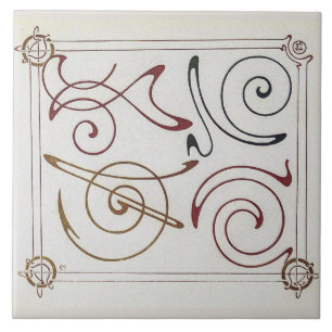 Azulejo Ilustracion Art Nouveau vintage de Alphonse Mucha