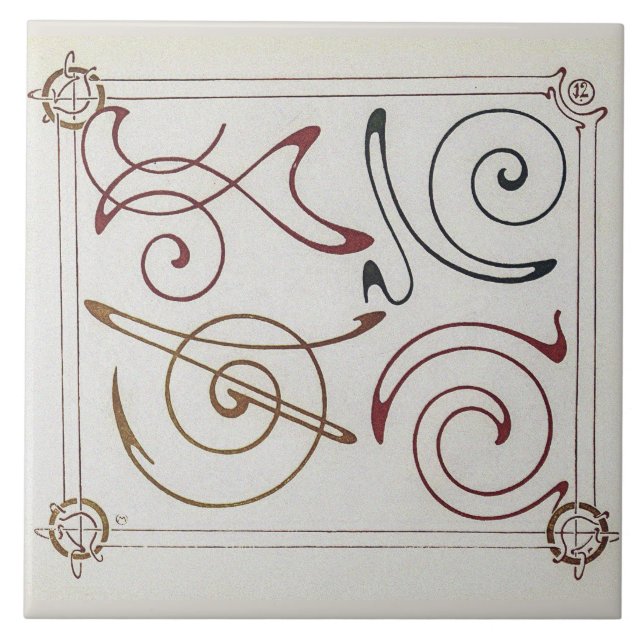 Azulejo Ilustracion Art Nouveau vintage de Alphonse Mucha (Frente)