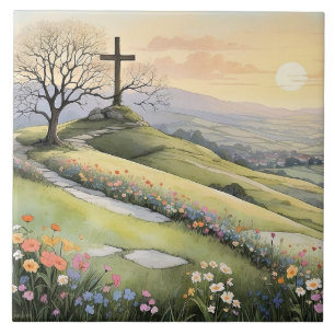 Azulejo ilustración artística del amanecer de Pascua