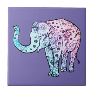 Azulejo Ilustracion artístico hecho a mano Elefante de Man