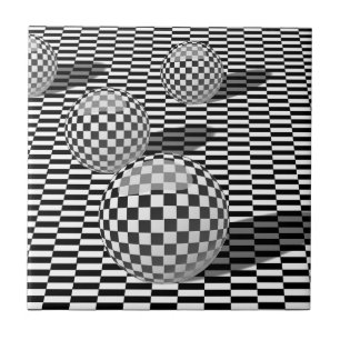 Azulejo Ilustracion blanco y negro con las bolas en un