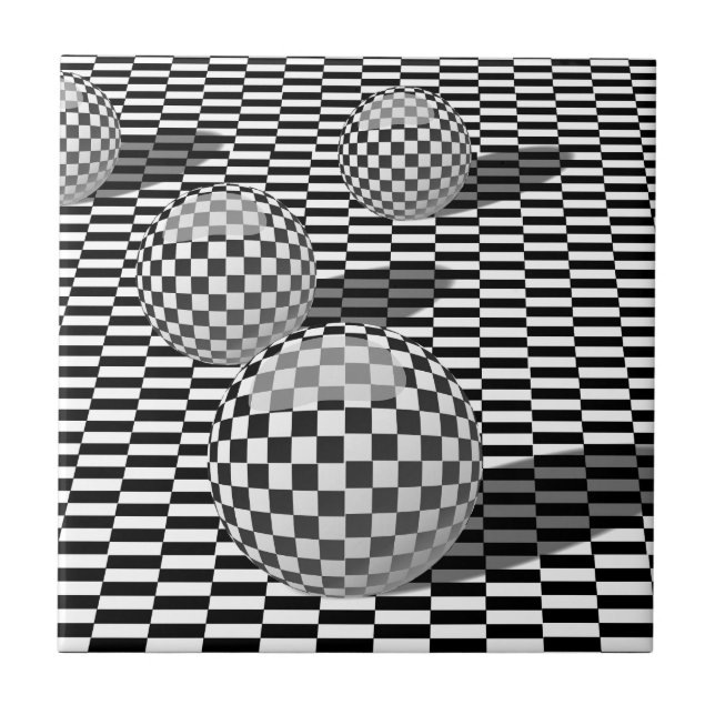 Azulejo Ilustracion blanco y negro con las bolas en un (Frente)