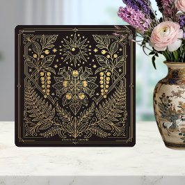 Azulejo Ilustración Celestial Botánica en Oro Art Nouveau
